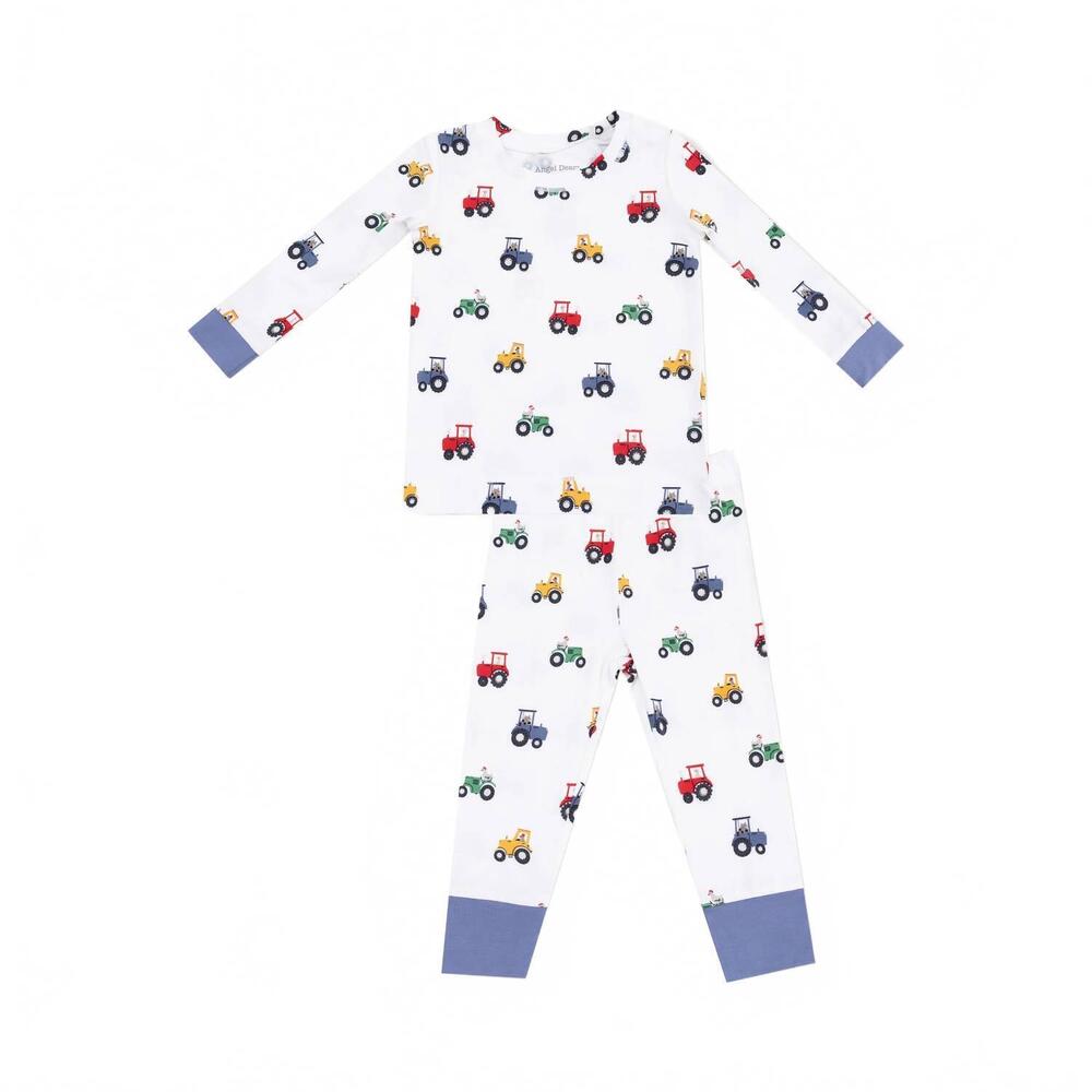 NEW ANGEL DEAR boys long sleeve loungewear set in mini tractors